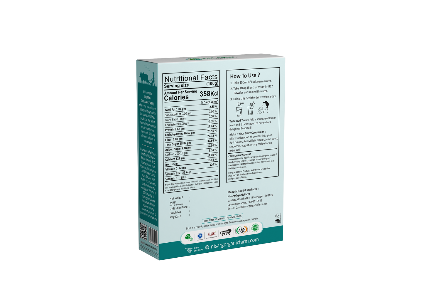 Nisarg Organic Farm Vitamin B12 Supplements Powder