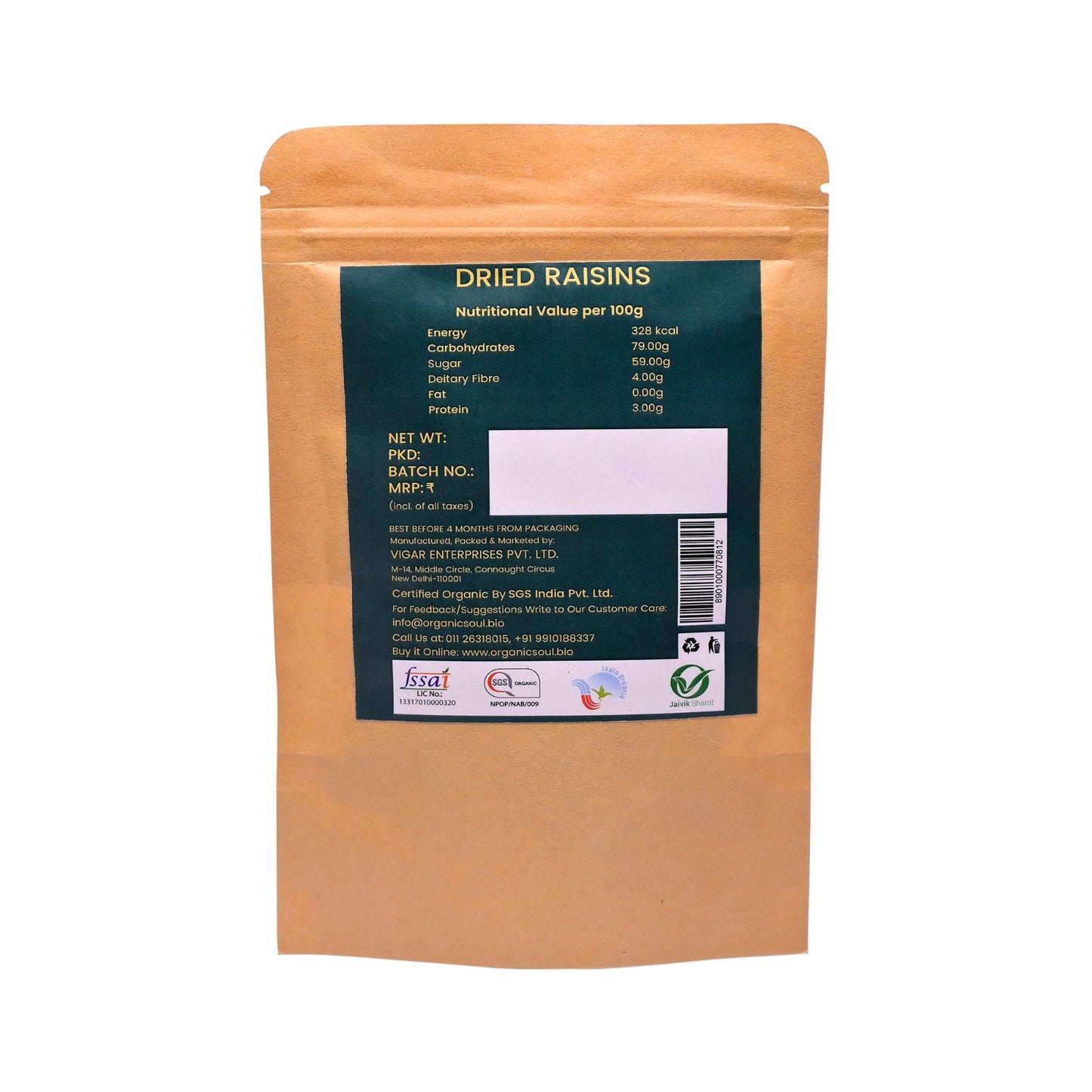 Organic Soul Raisin (Kishmish)