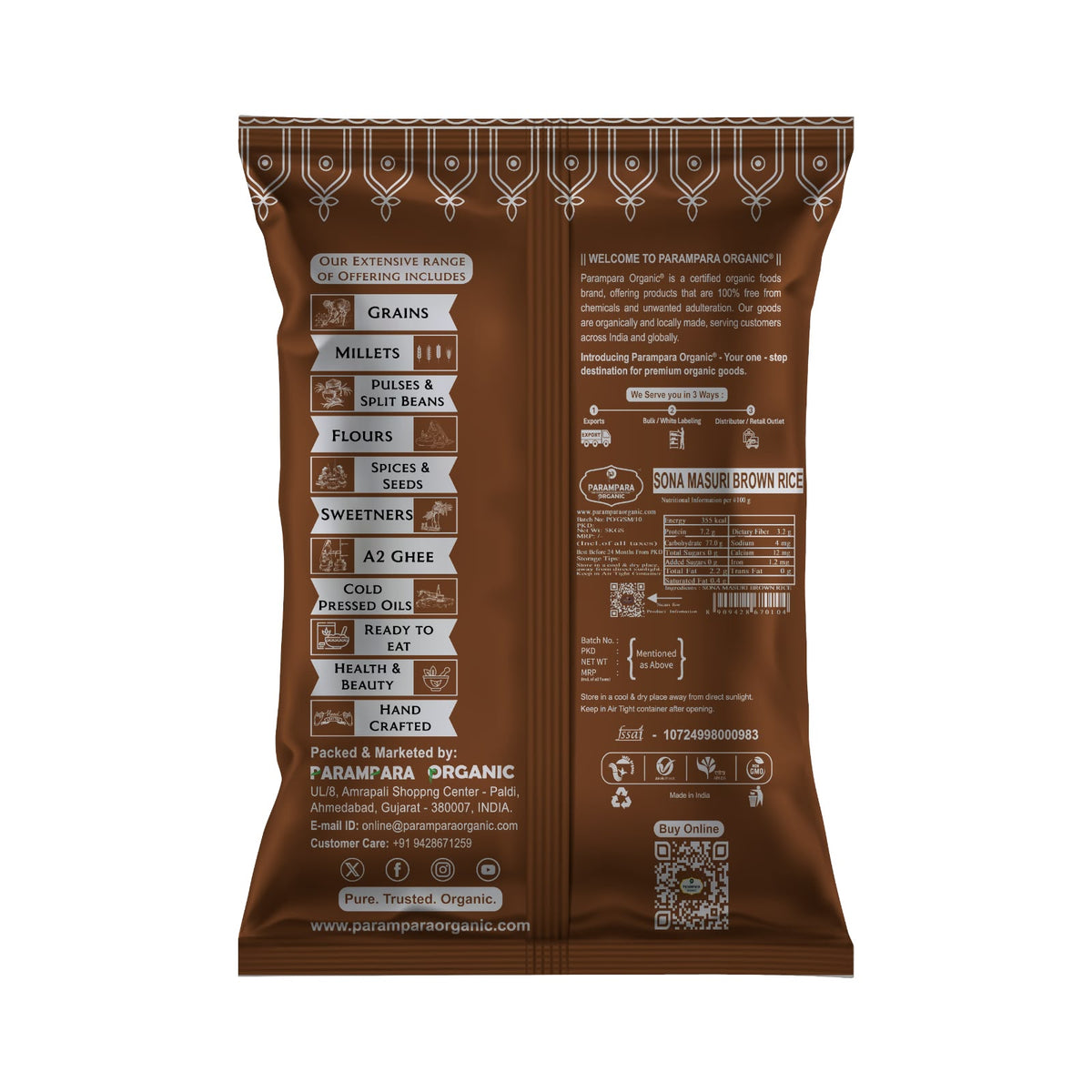 Parampara Organic Sona Masuri Brown Rice