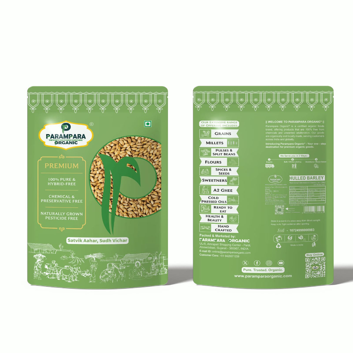 Parampara Organic Hulled Barley (Jav Without Skin)