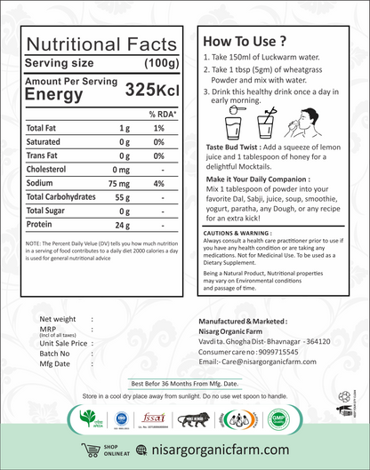Nisarg Organic Farm Wheatgrass Powder