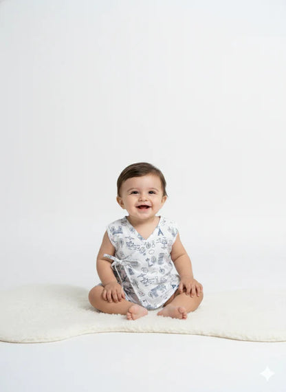 Tiny Tiggy Printed 100% Cambric Cotton Baby Jhabla with 2 Nappies Cute Prints for Newborn Boys & Girls