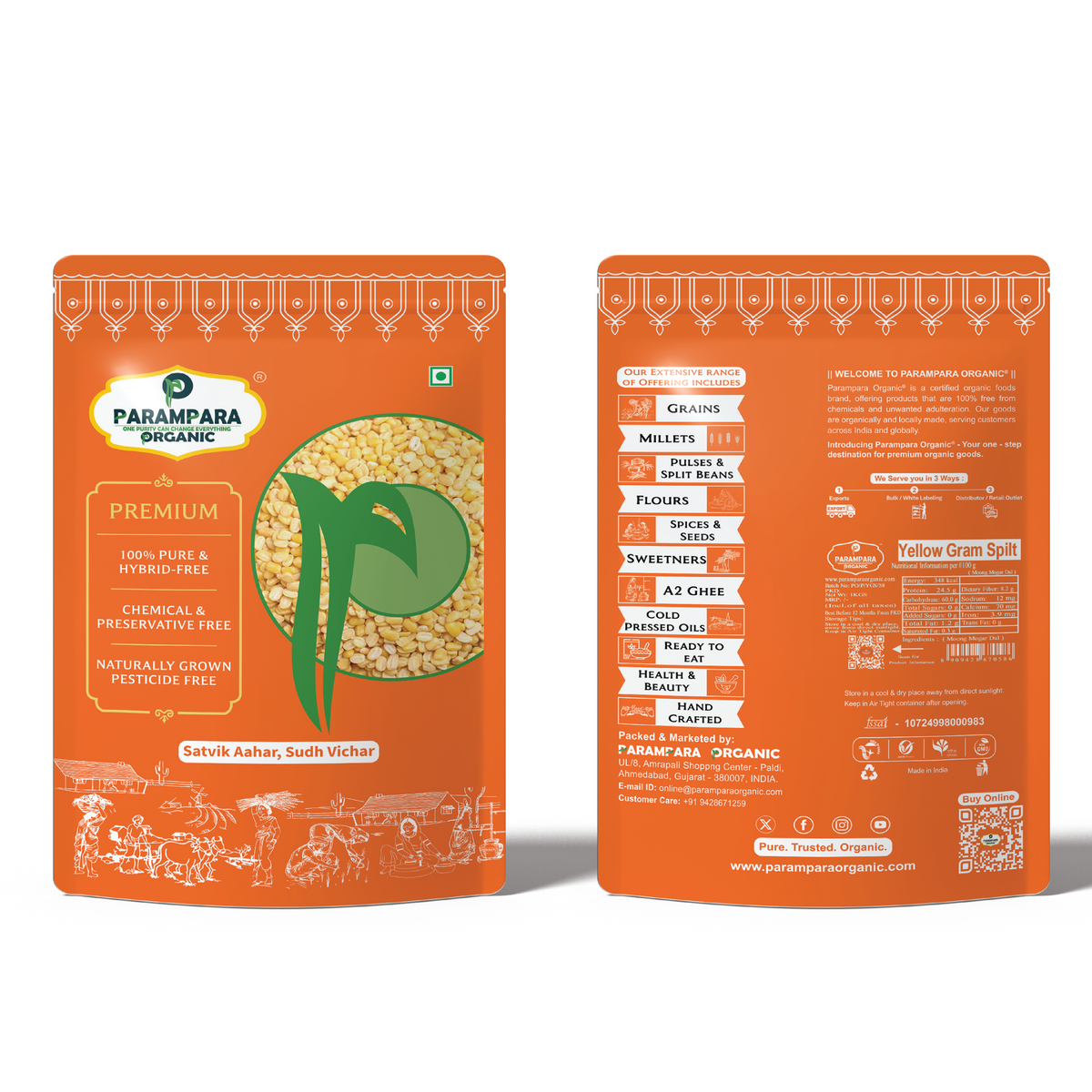 Parampara Organic Yellow Gram Split (Moong Mogar Dal)