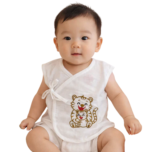 Tiny Tiggy Embroidered Premium Cotton Baby Jhabla with 2 Nappies | For Newborn Boys & Girls