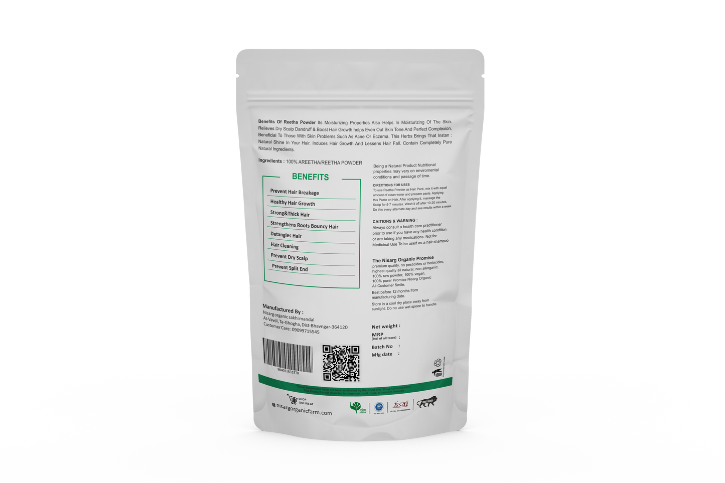 Nisarg Organic Farm Areetha Powder