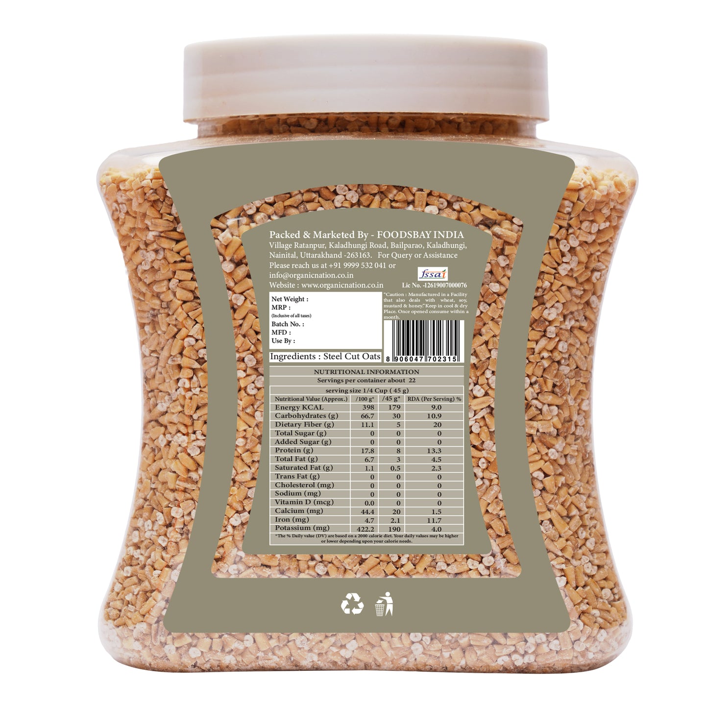 Organic Nation Steel Cut Oats
