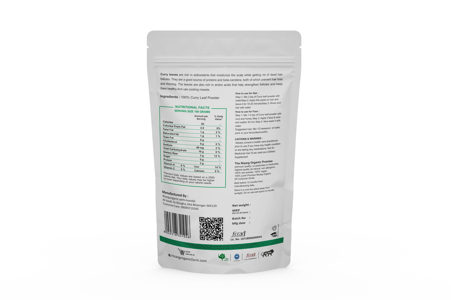 Nisarg Organic Farm Curry Leaf Powder (100 GM)