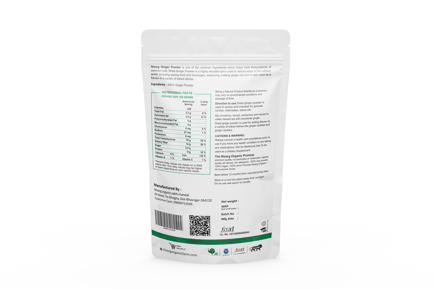 Nisarg Organic Farm Ginger Suth Powder (100 GM)