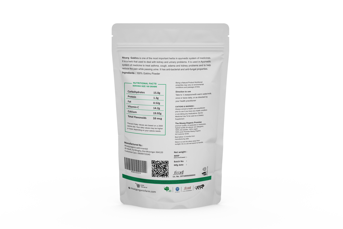 Nisarg Organic Farm Gokhru Powder (100 GM)