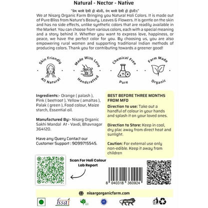 Nisarg Organic Farm Natural Palak Green Holi Color – Herbal & Skin-Safe Gulal