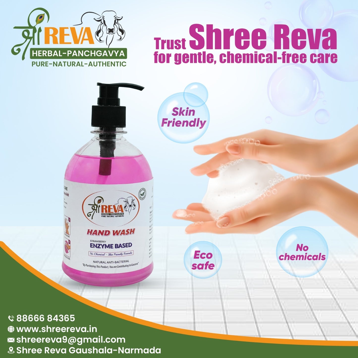 Shree Reva Strawberry Enzyme Based Herbal Hand Wash