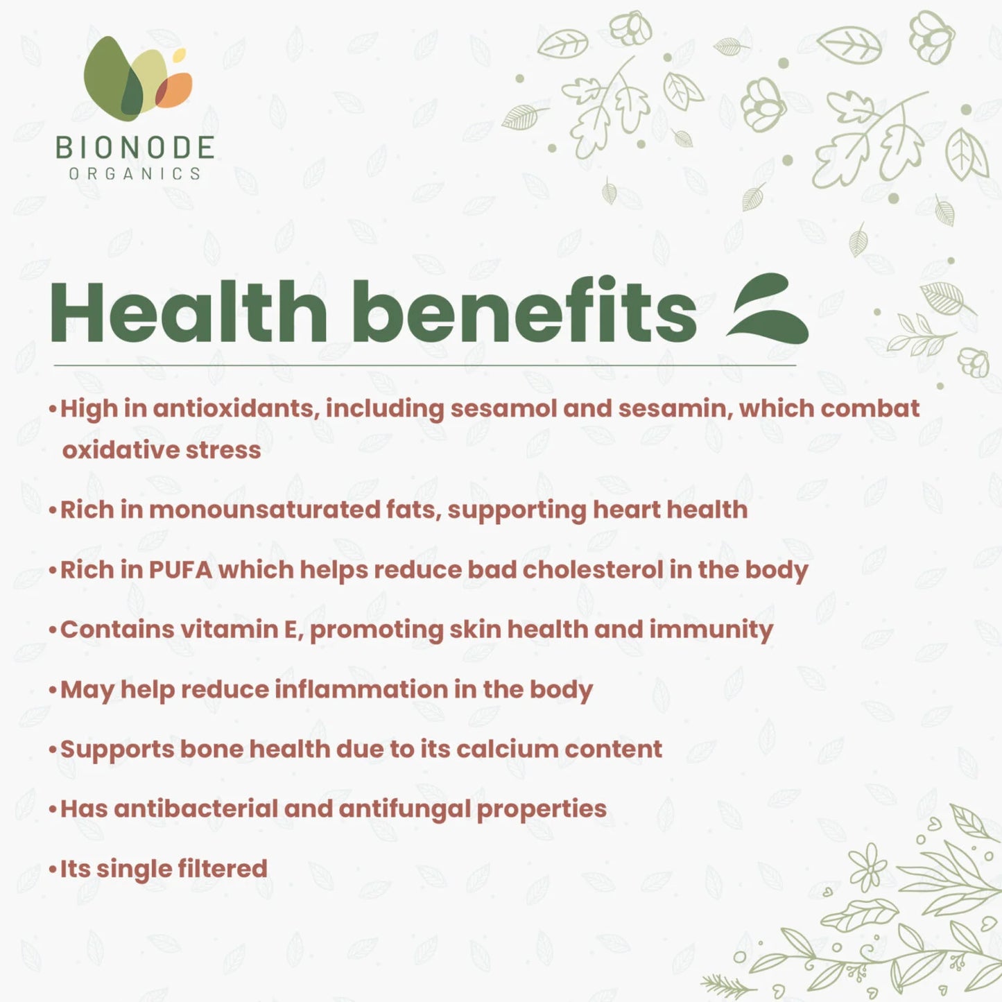 Bionode Organic Cold Pressed Sesame Oil