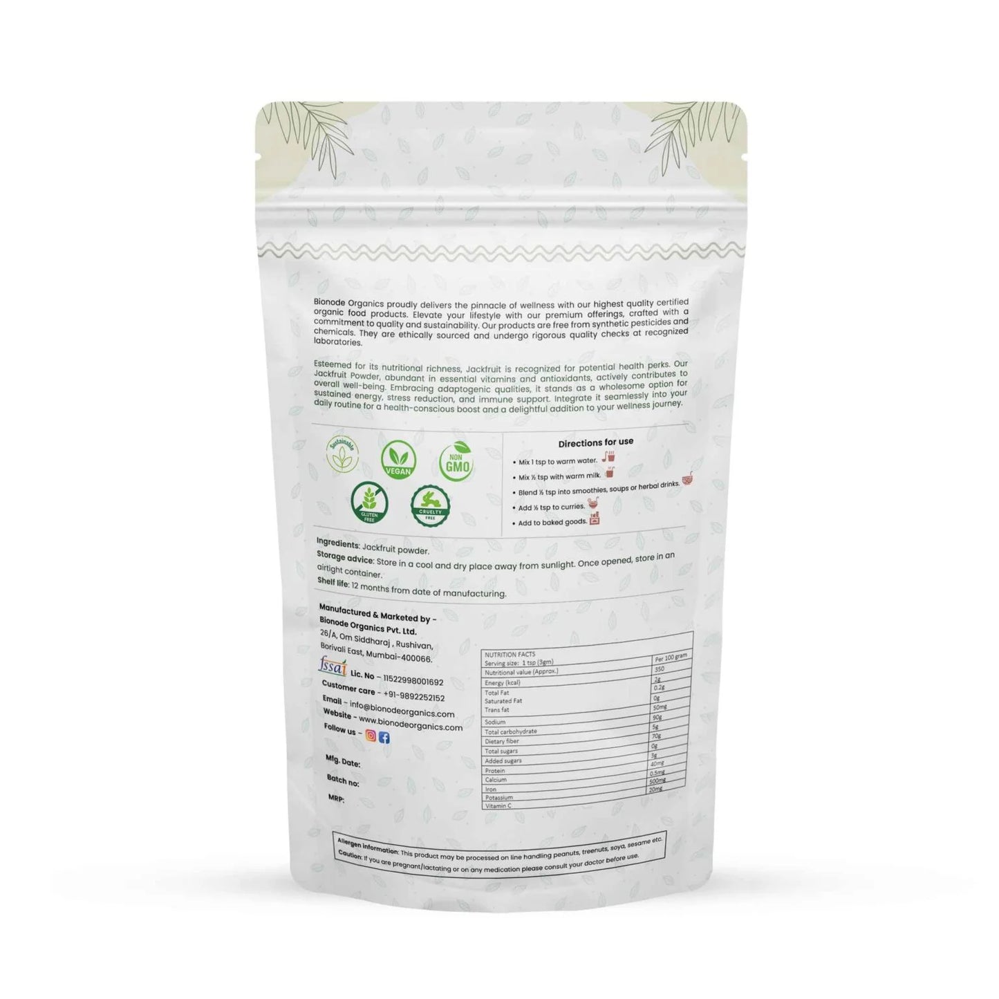 Bionode Organic Jackfruit Powder (100 GM)