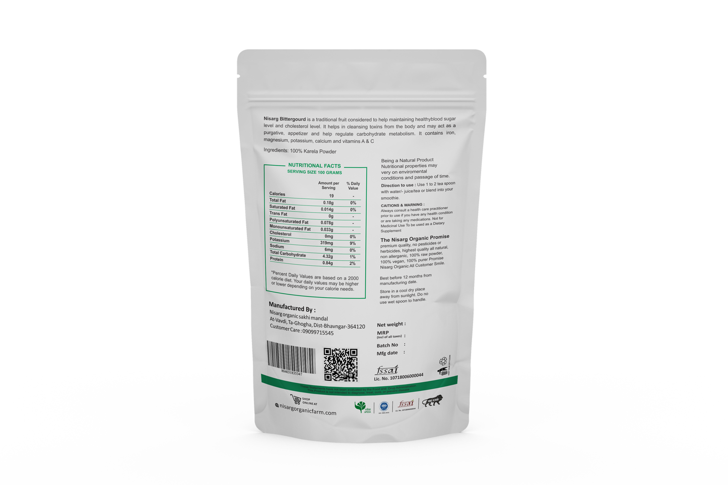 Nisarg Organic Farm Karela Powder (100 GM)