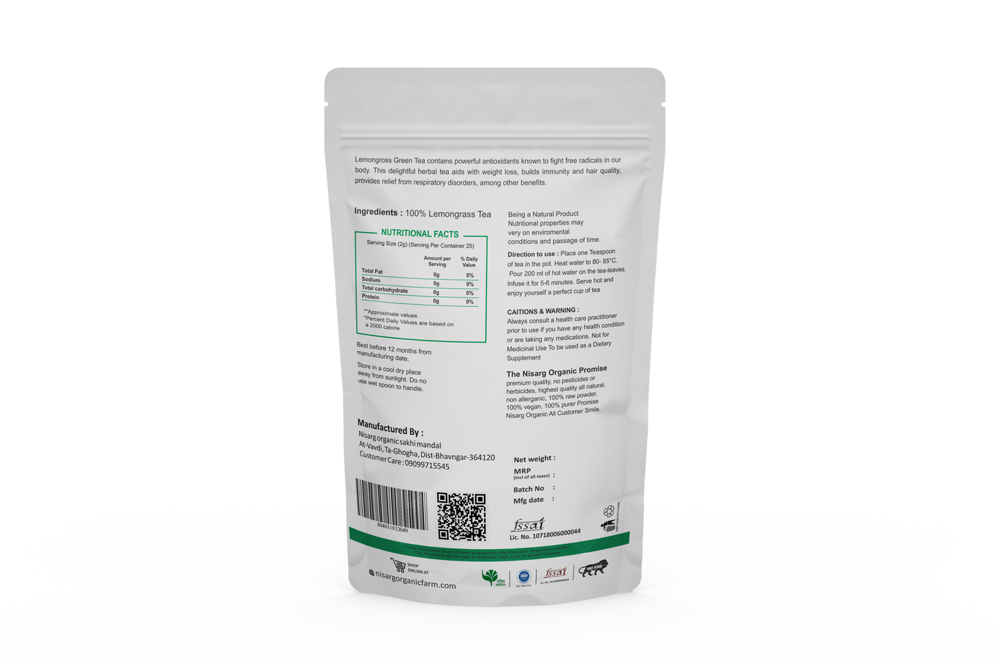 Nisarg Organic Farm Natural Lemongrass Tea