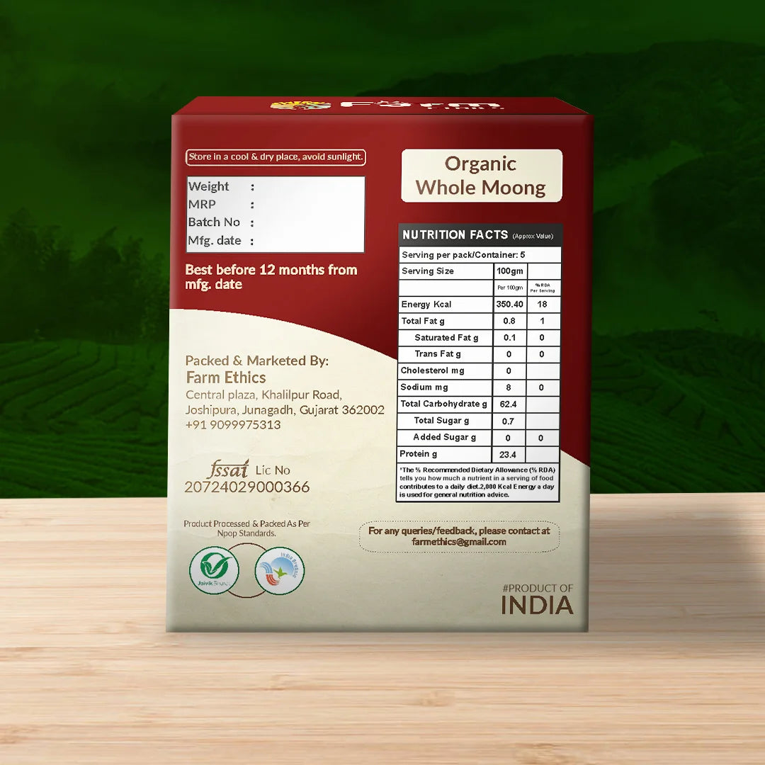 Farm Ethics Organic Whole Moong