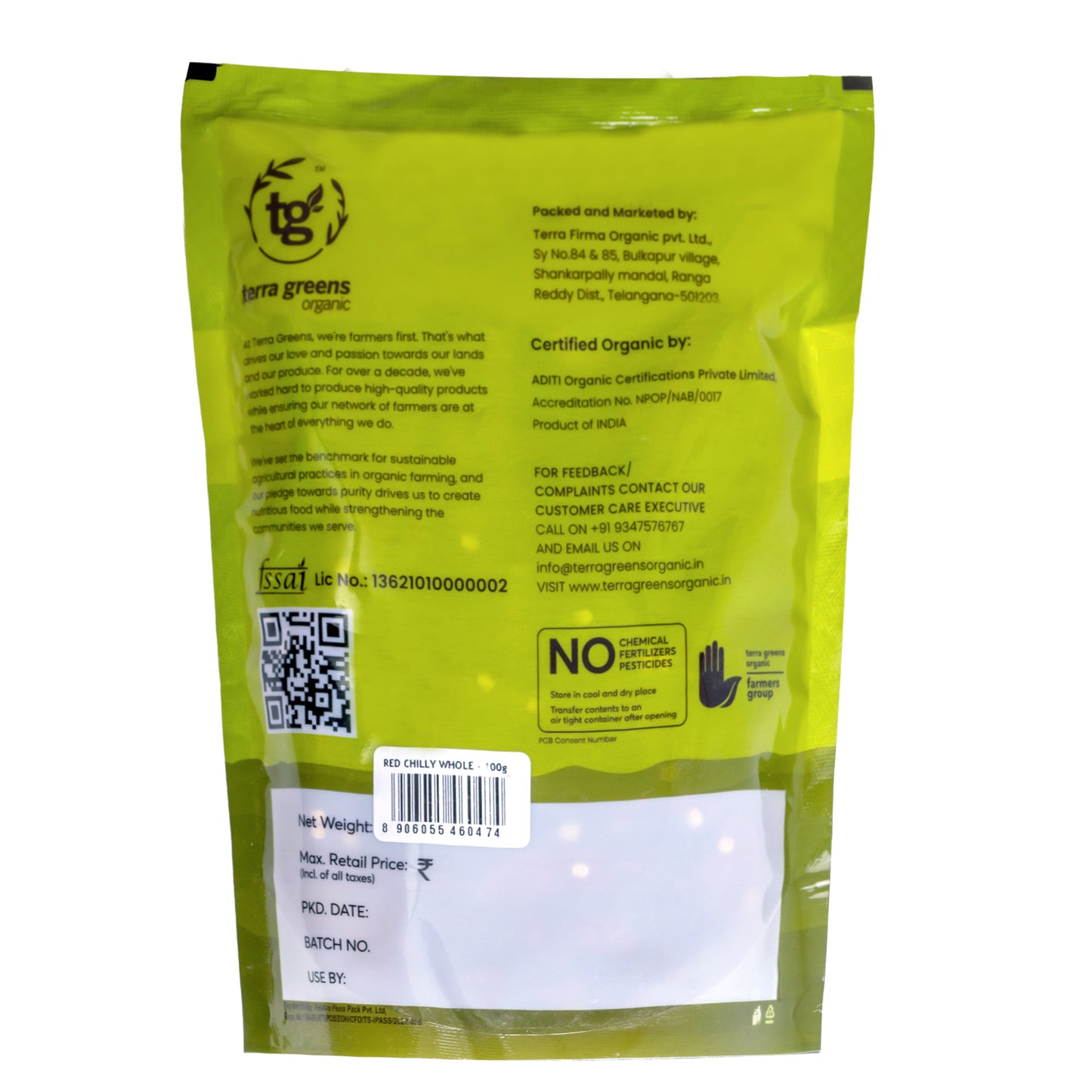 Terra Greens Organic Red Chilly Whole