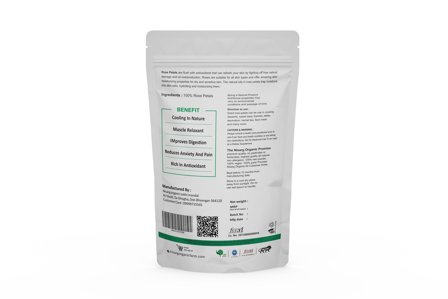 Nisarg Organic Farm Rose Dry Petals (100 GM)