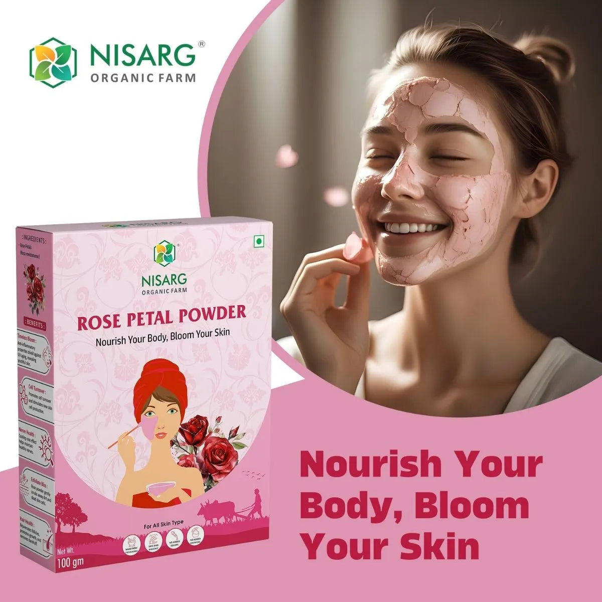Nisarg Organic Farm Red Rose Petals Powder
