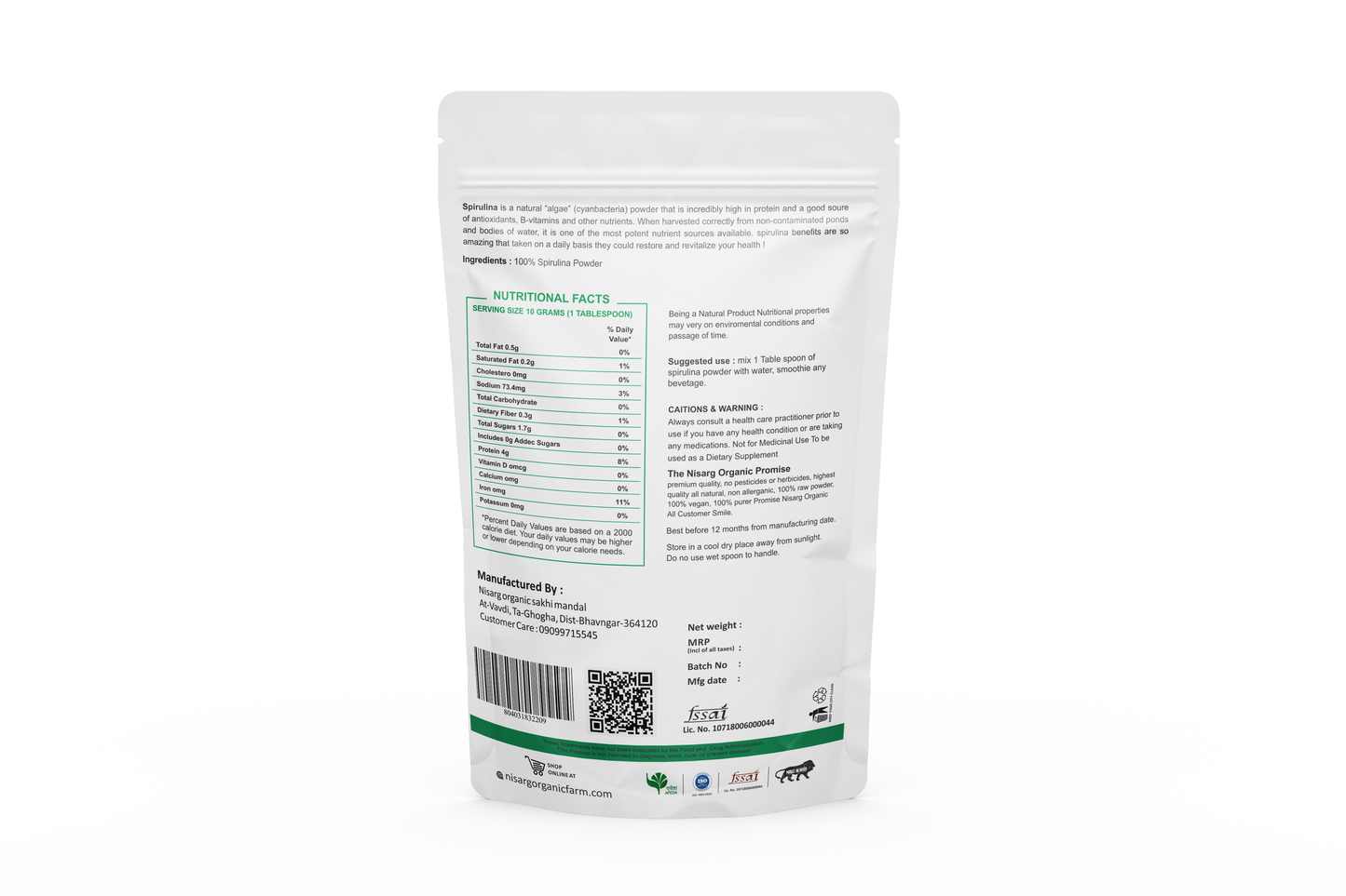 Nisarg Organic Farm Spirulina Powder (100 GM)