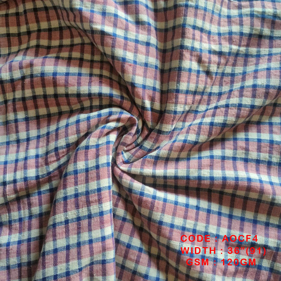 Adidev Textile HANDLOOM RED INDIGO CHECKS FABRICS ( 120 GSM AOCF4 )