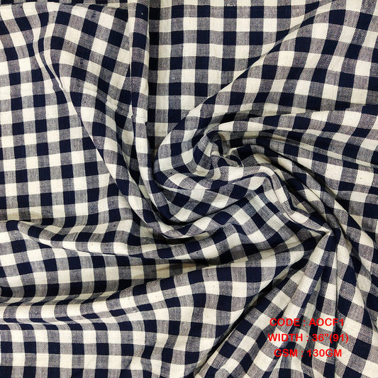 Adidev Textile HANDLOOM SMALL INDIGO CHECKS FABRICS ( 130 GSM AOCF1 )